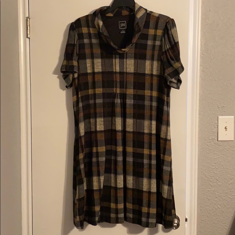 JH Collectibles Long Sleeve Plaid Dress - Brown, Black, Gray